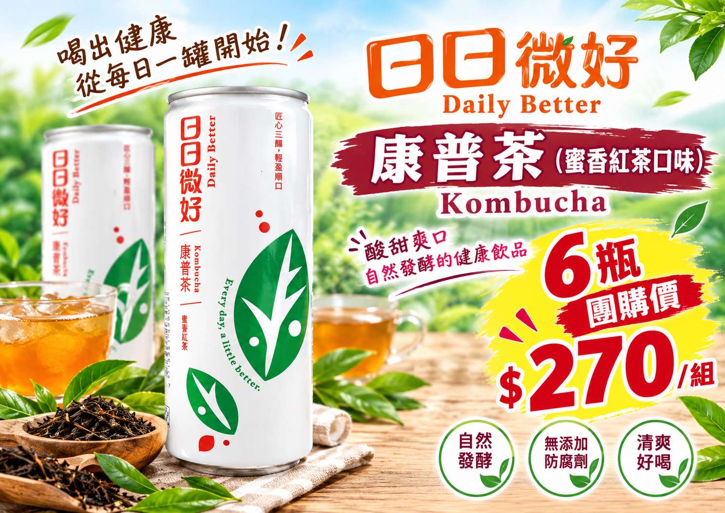 1104結-康普茶氣泡飲系列 $270元/組 ( 6瓶 )